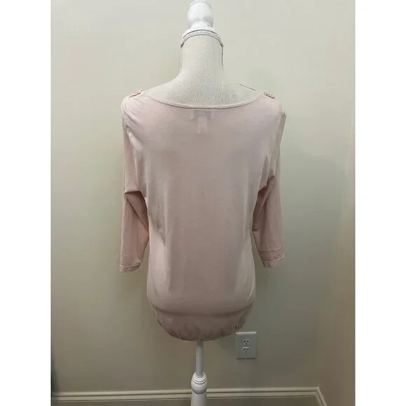 Ann Taylor LOFT Pale Pink 3/4 Sleeve Top Size Medium - Picture 2 of 5